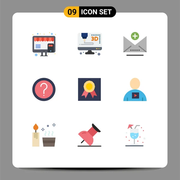Mobile Interface Flat Color Set Pictogrammes Médaille Badges Email Badge — Image vectorielle
