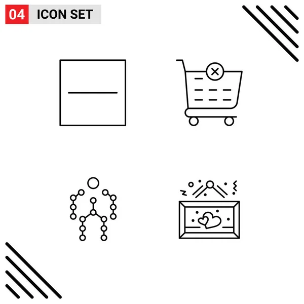 Mobile Interface Line Set Pictograms Close Capture Shopping Cart Motion — Stock Vector