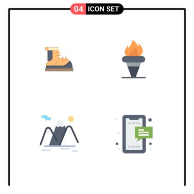 4 Temel Düz Çizme Simgesi Kullanıcı Arayüzü Paketi, olimpiyat, ray, oyunlar, dağ Düzenlenebilir Vektör Tasarım Elemanları