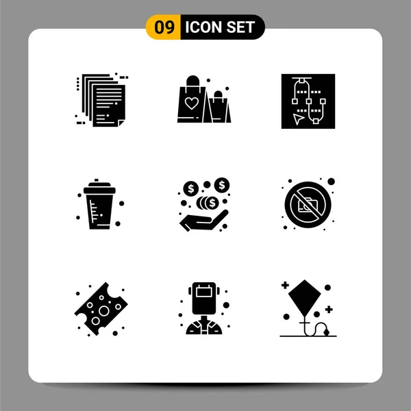 Stock Vector Icon Pack Mit Zeilen Zeichen Und Symbole Für — Stockvektor