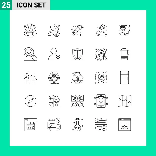 Universal Icon Symbols Group Linhas Modernas Cérebro Labirinto Bombeiro Material — Vetor de Stock