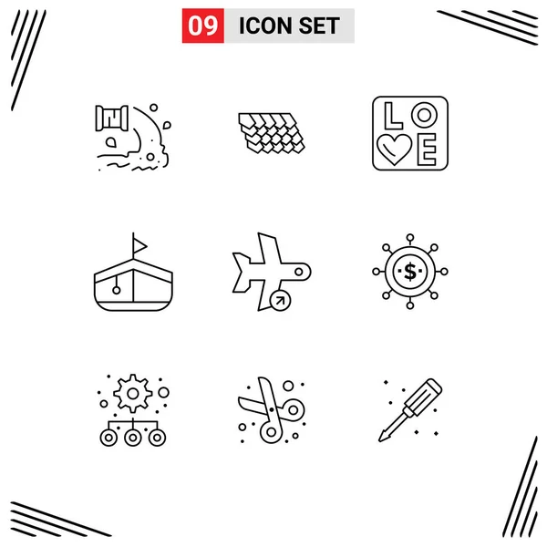 User Interface Outline Pack Modern Signs Symbols Transporte Construção Transporte —  Vetores de Stock