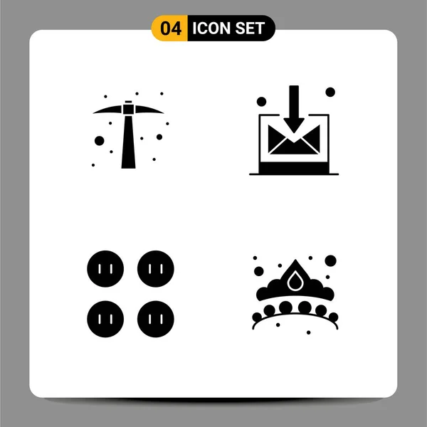 Pictogram Set Van Eenvoudige Solid Glyphs Van Hard Werken Kleding — Stockvector