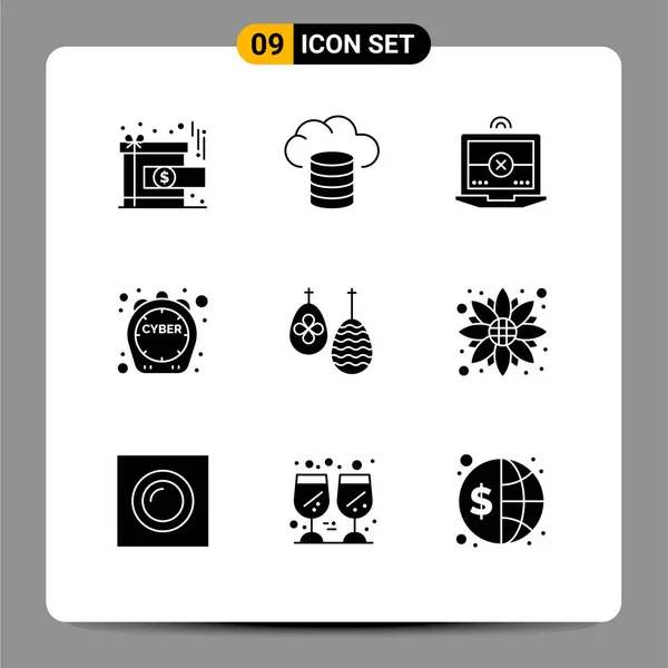 Pictogram Set Simple Solid Glyphs Food Easter Computing Misse Editable — 스톡 벡터