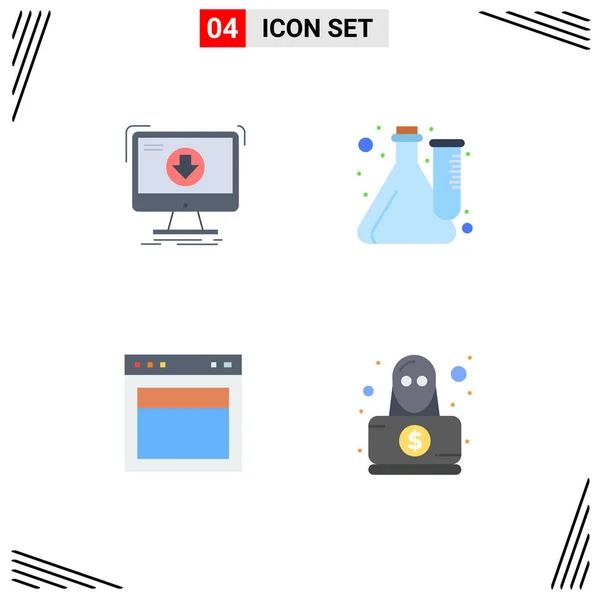 Flat Icon Pack Universal Symbols Addition Laboratory Download Culture Layout — Stock Vector