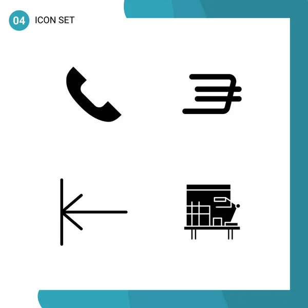 Set Vector Solid Glyphs Grid Call Start Mobile Crypto Currency — Stock Vector