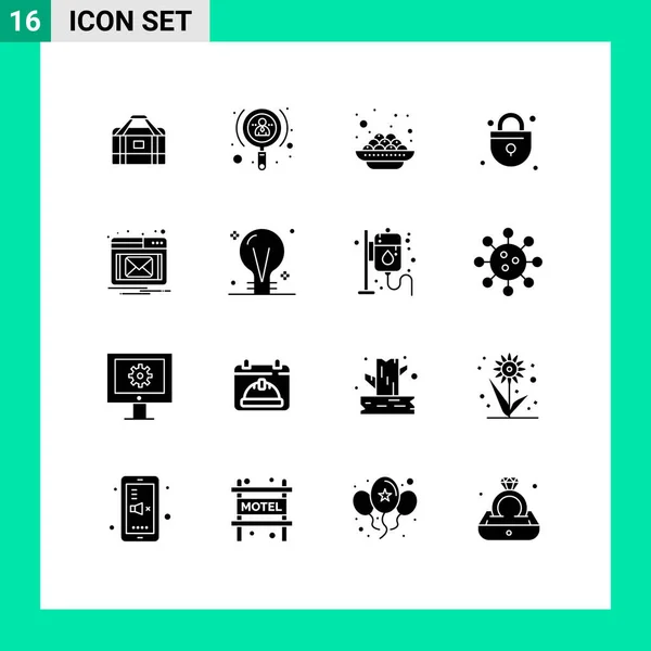 Creative Icons Современные Знаки Символы Email Торт Шопинг Замок Стол — стоковый вектор