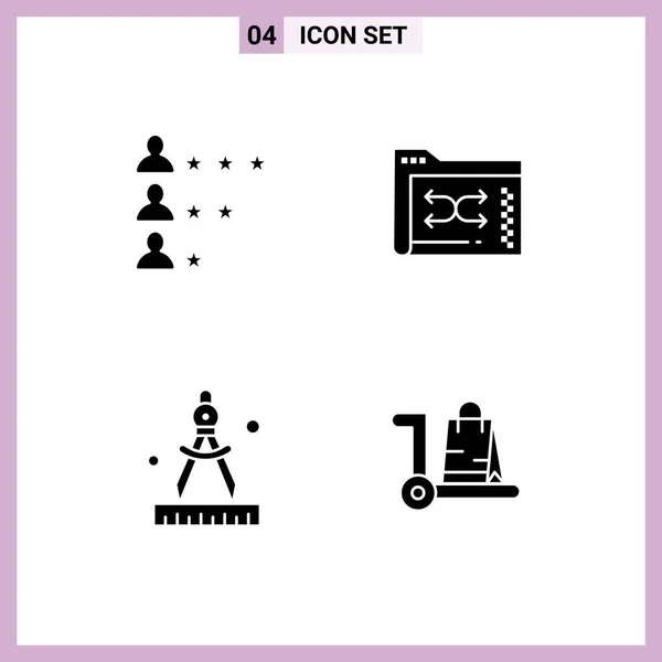 Icône Vectorielle Paquet Signes Symboles Ligne Pour Entreprise Boussole Réseau — Image vectorielle