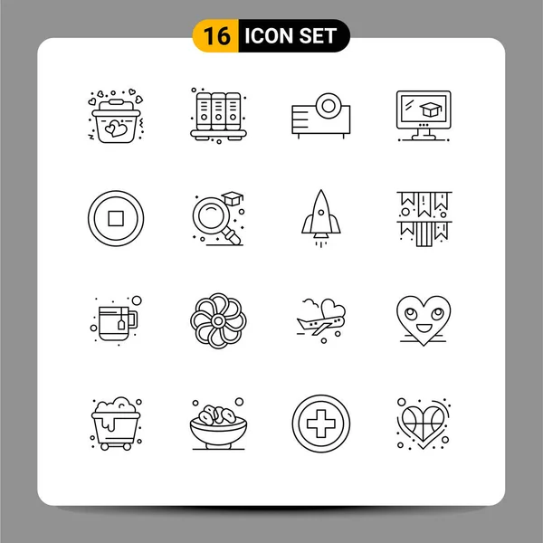 Stock Vector Icon Pack Mit Linienzeichen Und Symbolen Für Stop — Stockvektor