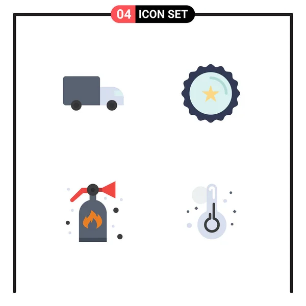 Universal Flat Icons Set Web Mobile Applications Delivery Fire Truck — Stock Vector