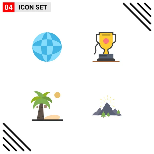 Set Modern Icons Sysymbols Signs World Plant Accompliment Game Hill — Vector de stock