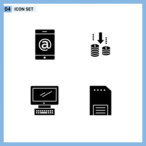 Set Modern Icons Symbols Signs Mobile Device Money Analysis Editable — Stock Vector
