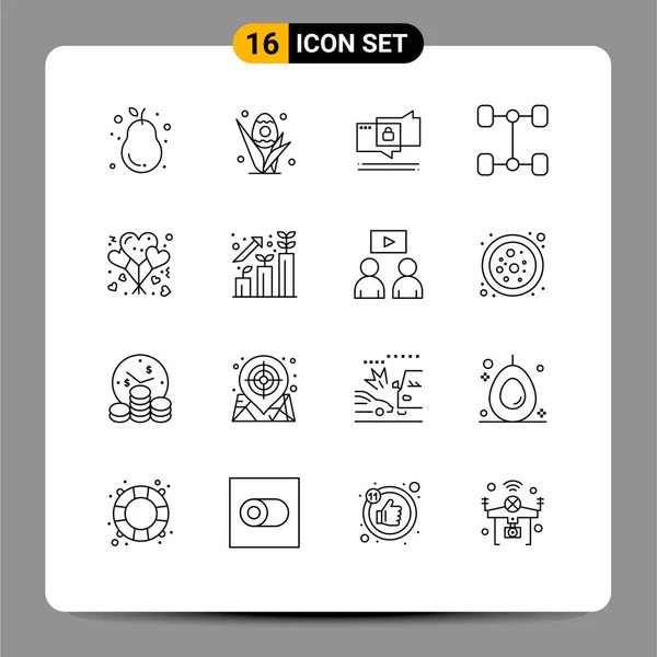 Stock Vector Icon Pack Znaki Symbole Linii Dla Miłości Balony — Wektor stockowy