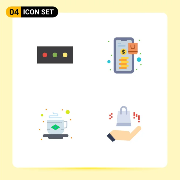 Universal Flat Icon Signs Symbols Password Flag Online Breakfast Bag — 스톡 벡터