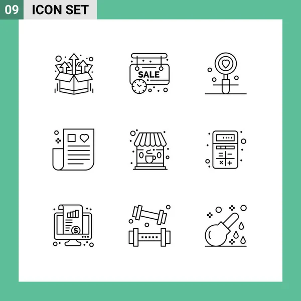 Stock Vector Icon Pack Line Signs Symbols Cafe Medical Date — Stock Vector