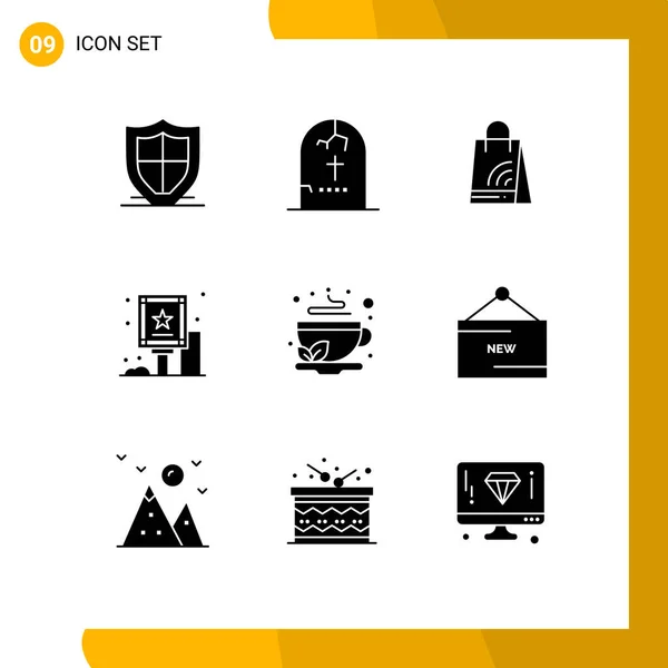 Universal Icon Symbols Group Modern Solid Glyphs Board Advertising Horor — Stockový vektor