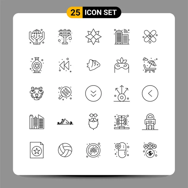 Set Modern Icons Symbols Signs Hobbies Plaster Winter Medical Internet — Stock Vector