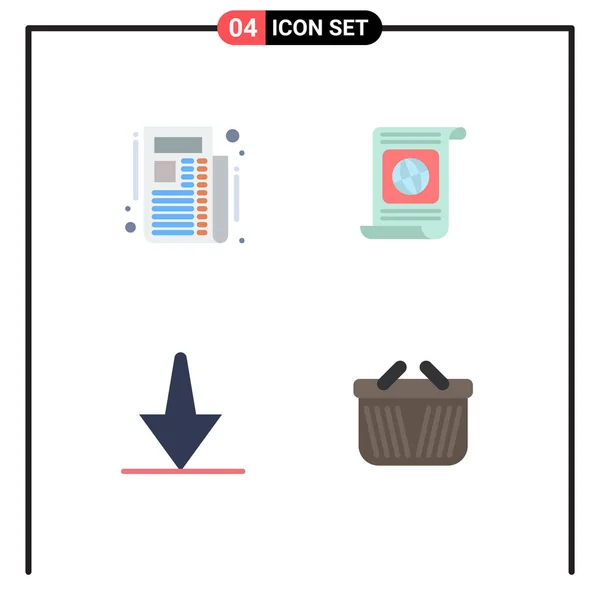 Group Modern Flat Icons Set News Bottom Goal World Basket — Stock Vector