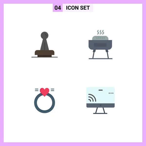 Pictogram Set Simple Flat Icons Stamp Festivity Legal Seal Ring — Stock Vector