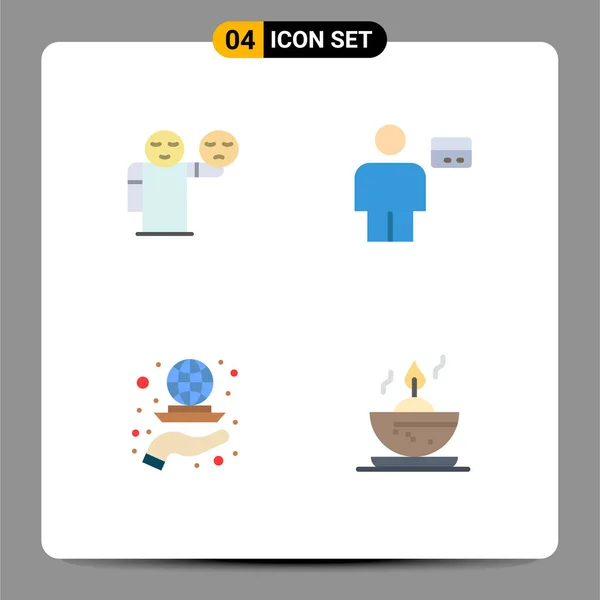 Grupo Flat Icons Sinais Símbolos Para Homem Globo Saúde Cartão —  Vetores de Stock
