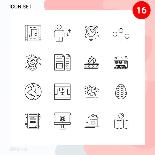 Editable Vector Line Pack Simple Outlines Cyber Options Human Controls — Stock Vector