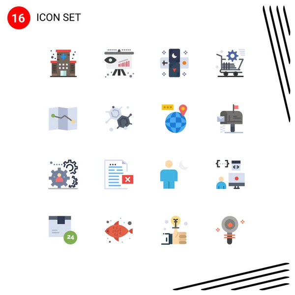 Universal Icon Symbols Gruppe Von Modernen Flachen Farben Der Karte — Stockvektor