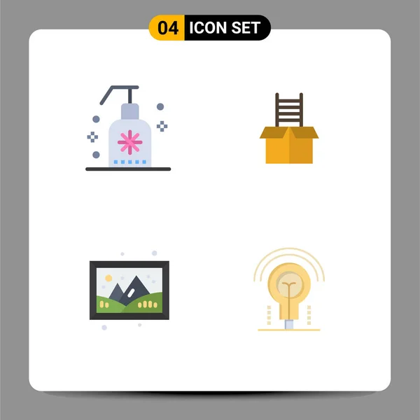 Set Commercial Flat Icons Pack Cleaning Gallery Spa Success Hobby — Stock Vector