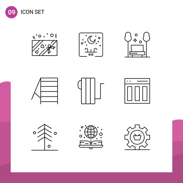 Creative Icons Modern Signs Symbols Electric Tools Chair Stairs Travel — Stock Vector