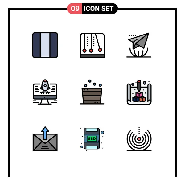 Vector Icon Pack Line Signs Symbols Sauna Bucket Mail Starch — 스톡 벡터