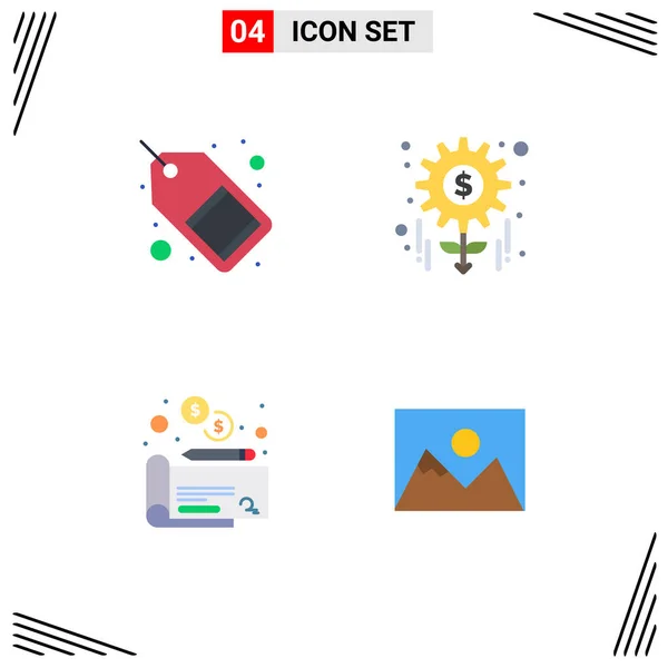 Flat Icon Pack Símbolos Universais Comércio Barato Venda Gestão Pagamento — Vetor de Stock