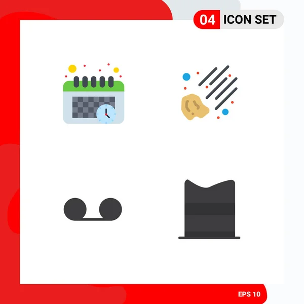Group Flat Icons Signs Symbols Calendar Clothing Meteor Mail Fashion — Stock Vector