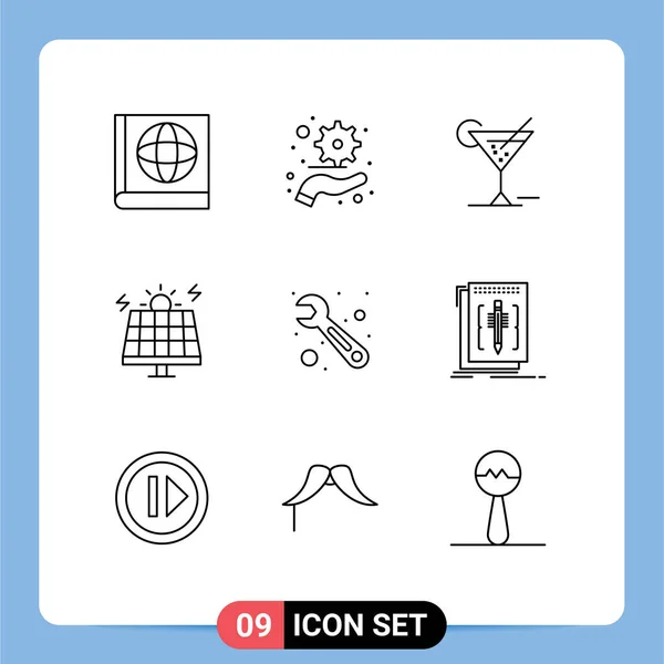 Conjunto Iconos Interfaz Usuario Moderna Signos Símbolos Para Editar Llave — Vector de stock