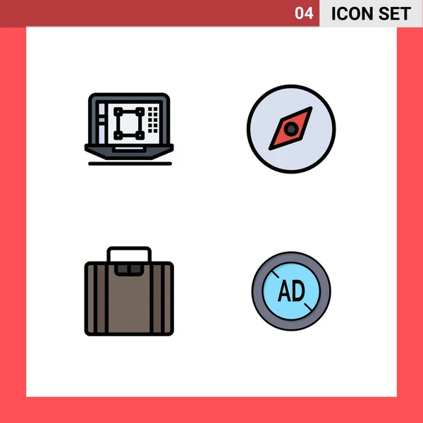 Pack Modern Filledline Flat Colors Signs Symbols Web Print Media — Stock Vector