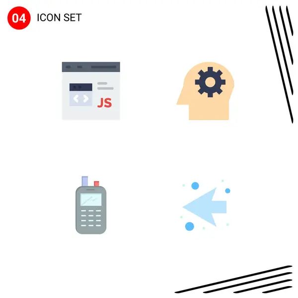 User Interface Pack Basic Flat Icons Code Radio Development Mental — Vector de stock