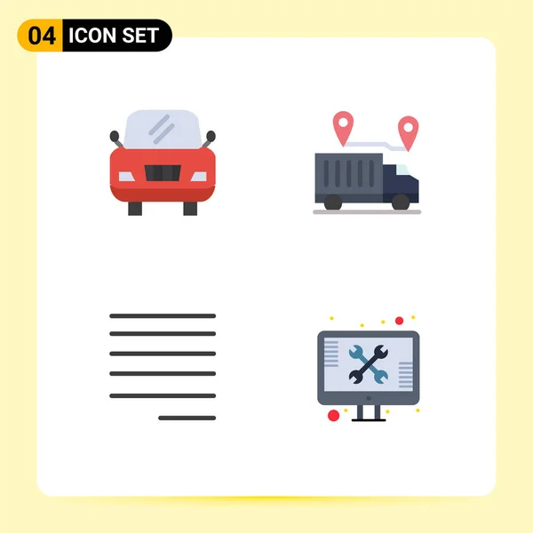 Thematic Vector Flat Icons Editable Sysymbols Car Text Location Ĝine — Vector de stock