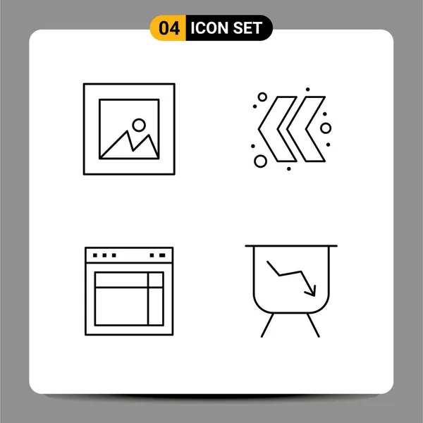 Conjunto Moderno Cores Planas Filledline Símbolos Como Imagem Web Seta — Vetor de Stock