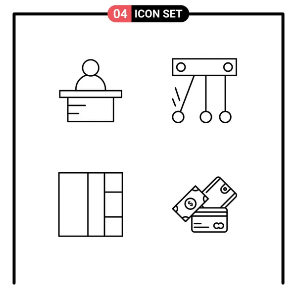 Icônes Créatives Signes Symboles Modernes Appartement App Clôture Sac Mac — Image vectorielle