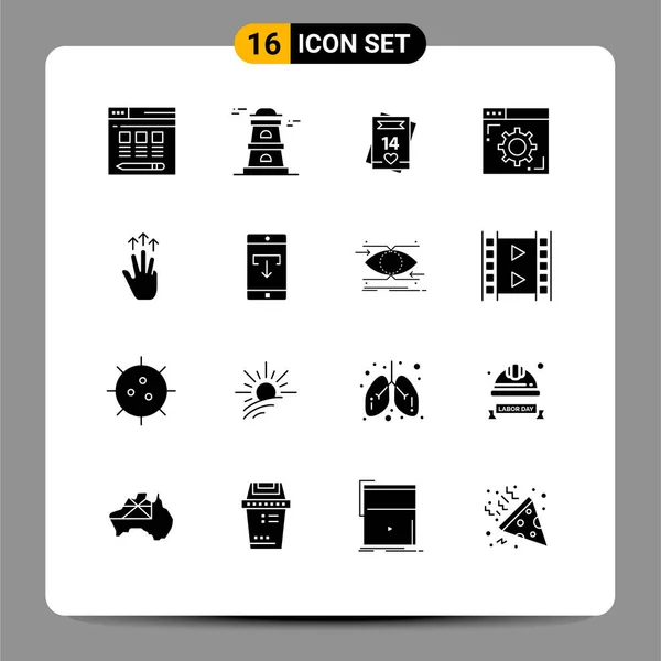 Creative Icons Modern Signs Symbols Mobile Gestures Valentine Webpage Internet — Stock Vector