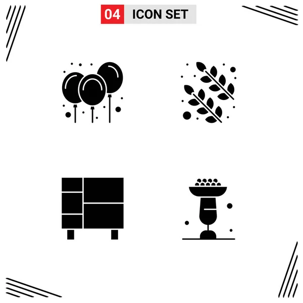 Universal Solid Glyphs Set Web Mobile Applications Balloons Home Ware — 图库矢量图片