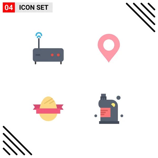 Icone Creative Segni Simboli Moderni Hub Vacanze Posizione Uovo Pasqua — Vettoriale Stock