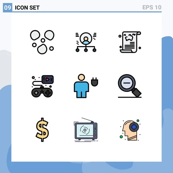 Conjunto Iconos Interfaz Usuario Moderna Signos Símbolos Para Avatar Gamepad — Vector de stock