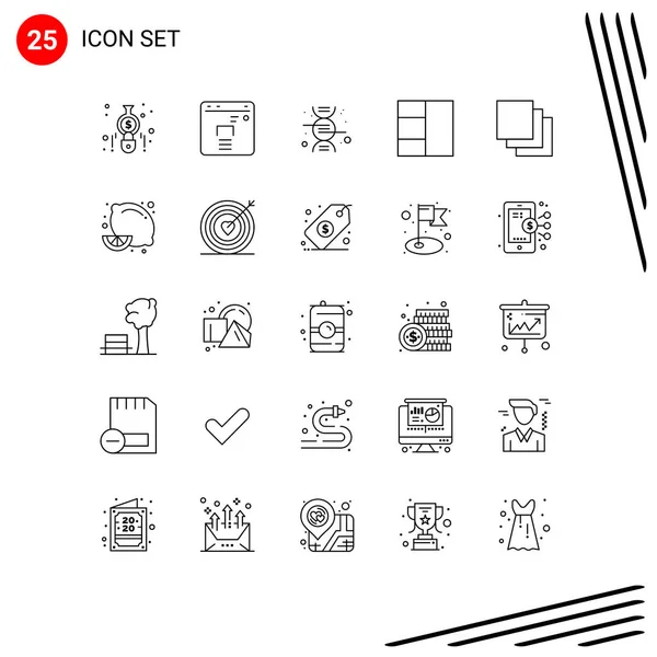 Stock Vector Icon Pack Líneas Signos Símbolos Para Limón Cítricos — Vector de stock