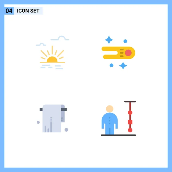 Set Vector Flat Icons Grid Sun Towel Spring Space Business — Vector de stock