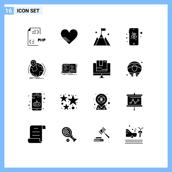 Universal Icon Symbols Group Modern Solid Glyphen Location Mobile Favorite — Stockvektor