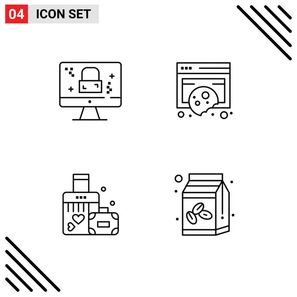 Stock Vector Icon Pack Line Signs Symbols Dmca Protection Briefcase — 스톡 벡터