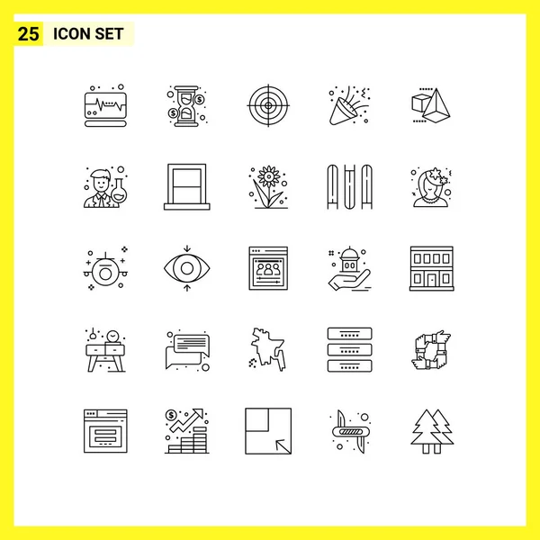 Modern Set Lines Symbols Box Party Goal Confetti Birthday Editable — Stock Vector