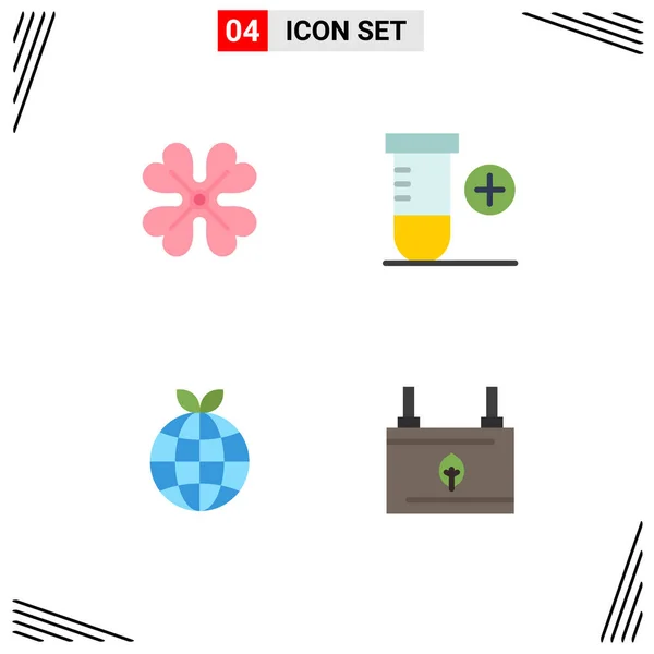 Set Modern Icons Sysymbols Signs Anemone Globe Spring Flower Space — Vector de stock