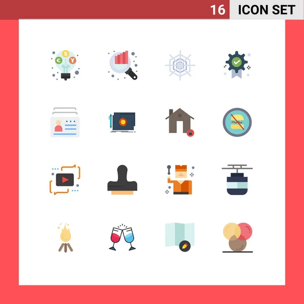 Interface Usuário Flat Color Pack Modern Signs Symbols Document Badge — Vetor de Stock