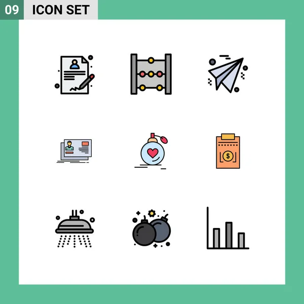 9個のモダンなUiアイコンのセット香水 カード編集可能なベクトルデザイン要素のための記号 — ストックベクタ
