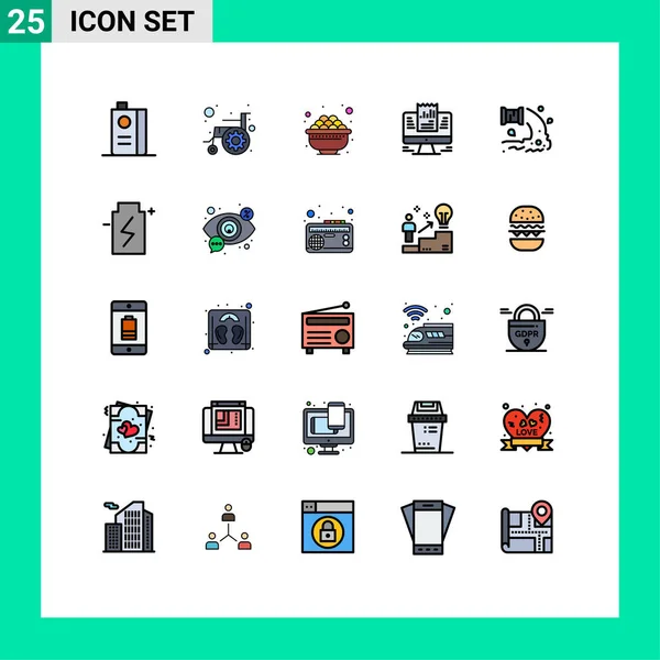 Set Modern Icons Sysymbols Signs Computer Presentation Convenience Report Food — Vector de stock